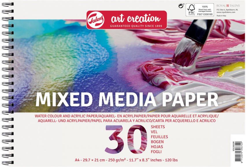 Van Gogh Mix Media papier 300 g m² ft A4 blok met 30 vellen