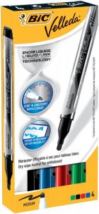 Velleda Whiteboardmarker Liquid Ink Pocket doos van 4 stuks in geassorteerde kleuren