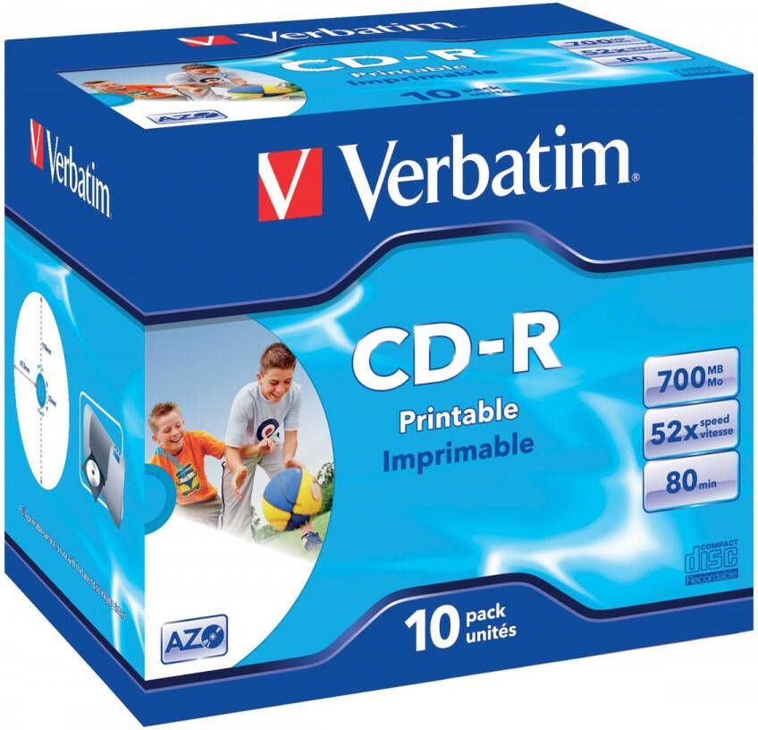 Verbatim CD recordable doos van 10 stuks individueel verpakt (Jewel Case)