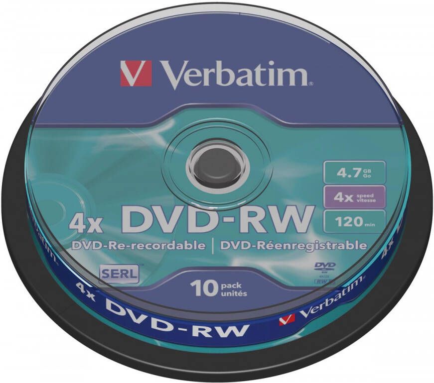 Verbatim DVD rewritable DVD-RW spindel van 10 stuks