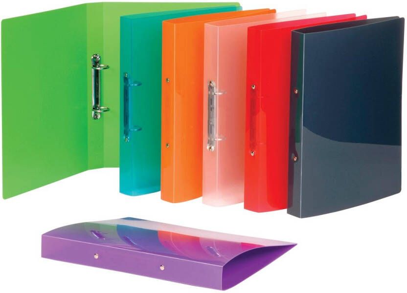 OfficeTown Ringband Viquel A4 2r 0-30mm mechaniek PP transparant assorti kleuren