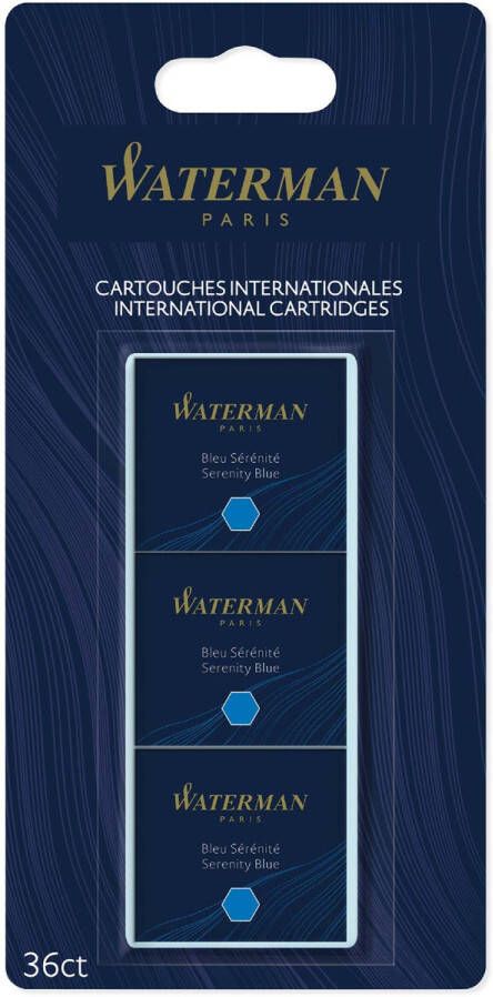 Waterman inktpatronen Standard blauw (Serenity) blister van 36 stuks