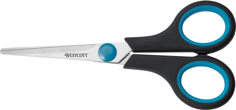 Westcott schaar Easygrip ft 14 cm rechts en links scherpe punt RVS blauw zwart blister van 1 stuk
