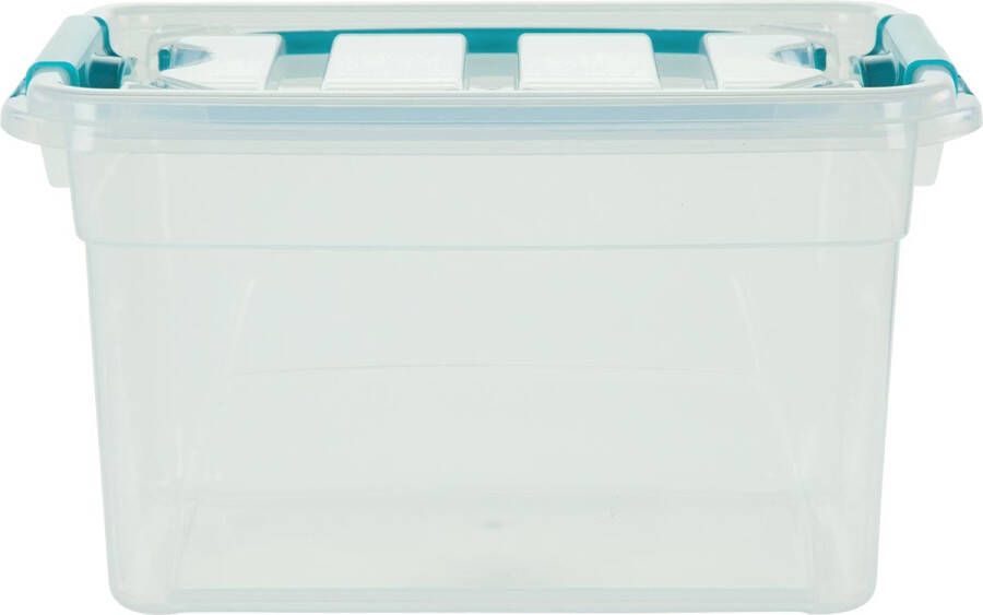 Whitefurze Carry Box opbergdoos 13 liter transparant met blauwe handvaten