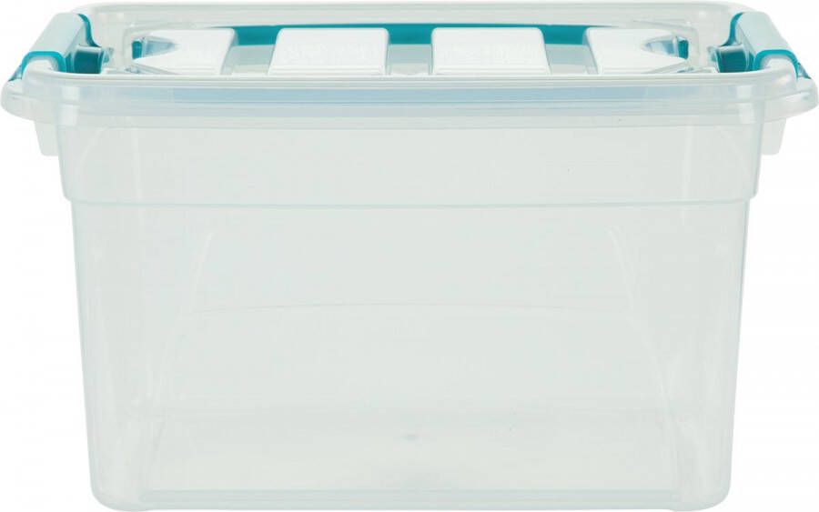 Whitefurze Carry Box opbergdoos 13 liter transparant met blauwe handvaten