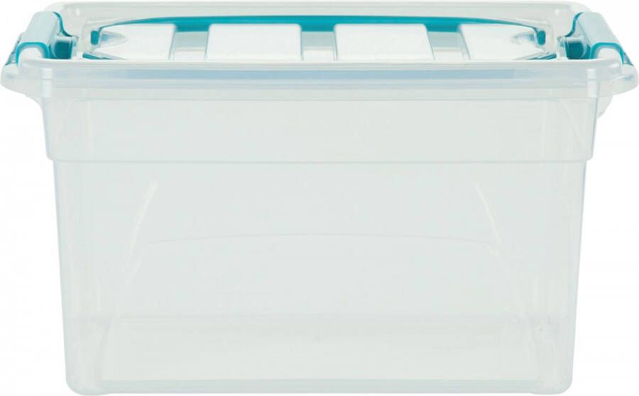 Whitefurze Carry Box opbergdoos 7 liter transparant met blauwe handvaten