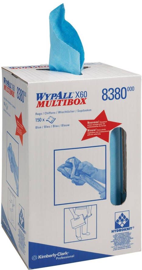 Wypall reinigingsdoeken X60 handige doos met 150 doeken