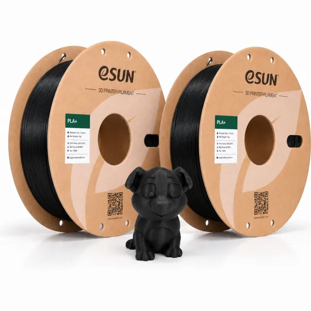 ESUN PLA Basic Filament Zwart 1.75 mm – 2 Pack (2x 1 kg) – 3D Printer Filament voor Bambu Lab, Creality, Prusa, Anycubic