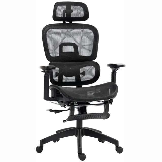 ZYLARO Ergonomische Bureaustoel met Mesh-bekleding - 135° Kantelbare Rugleuning - Verstelbaar - Verplaatsbaar - met Armleuningen & Hoofdsteun - Kantoorstoel - Gamestoel - Volwassenen Stoel - Computerstoel - Zwart