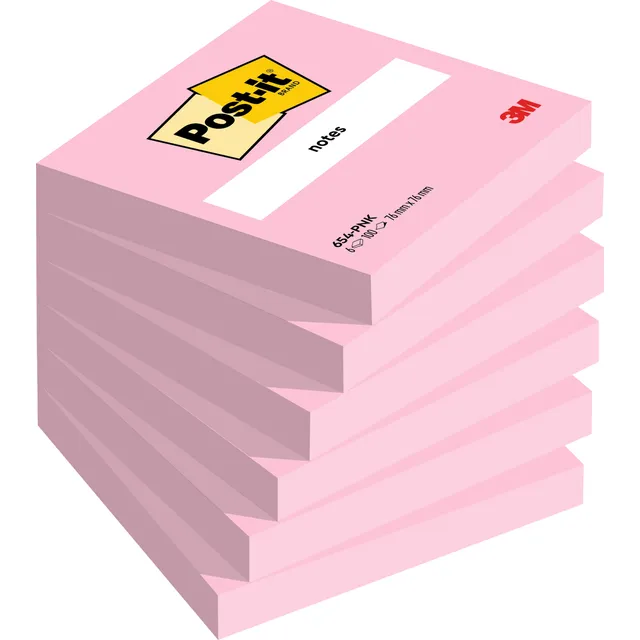 Post-It Memoblok Post-it 654 76x76mm roze 6 stuks