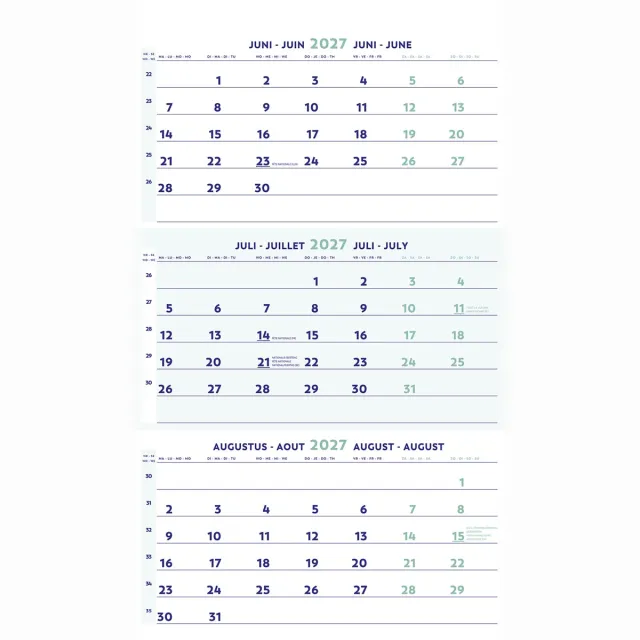 Brepols 3-Maandkalender 2027 Brepols 30x43cm