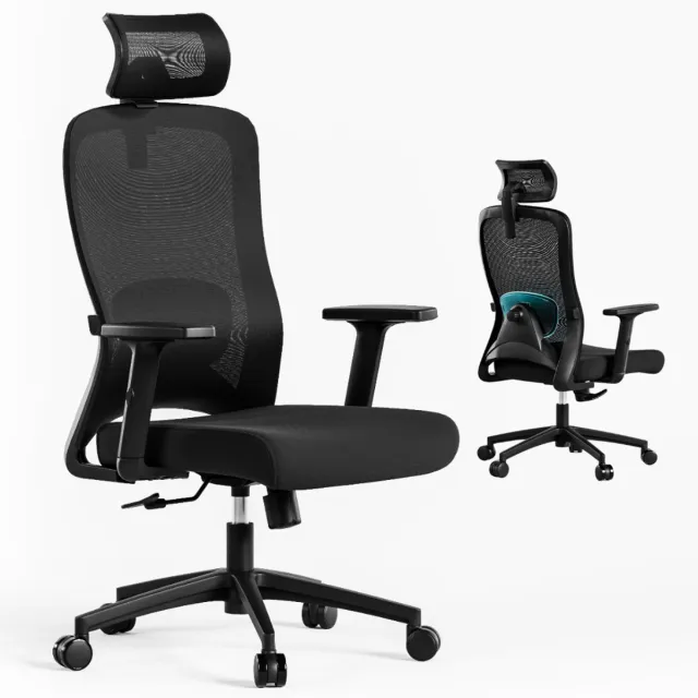 Organess Ergonomische Bureaustoel - Bureaustoelen voor Volwassenen – Gaming Stoel - Max. 150 kg Zwart 1