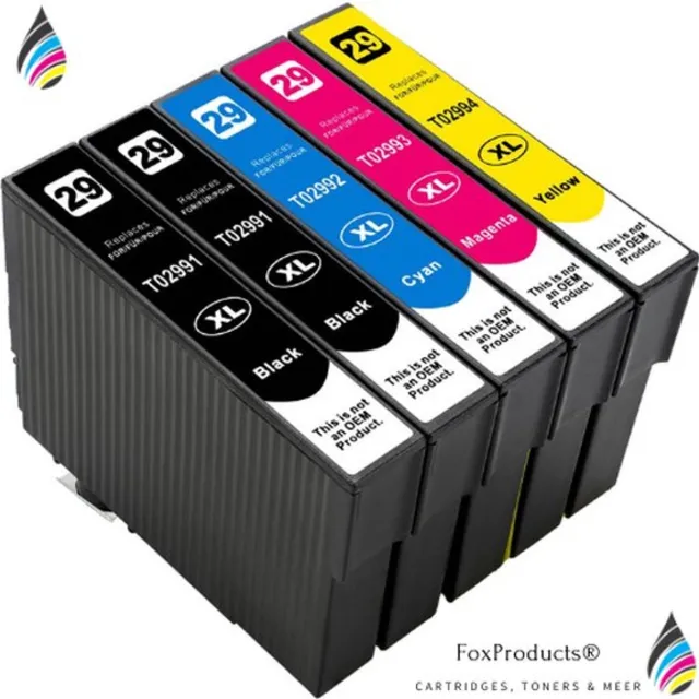 FoxProducts 29XL 29 T29 - 5stuks multipack T2991, T2992, T2993, T2994, T2996 inktcartridges geschikt voor Epson, XP-235 XP-245 XP-247 XP-332 XP-335 XP-342 XP-345 XP-432 XP-435 XP-442 XP-445 XP-255 XP-257 XP-352 XP-355 XP-452 XP-455 Cyan, Magenta, Yellow, Black