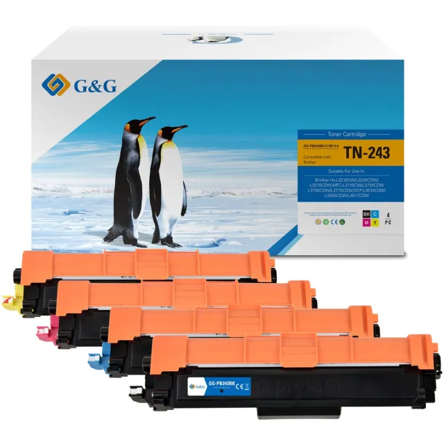 G&G TN243 Huismerk Toner Geschikt voor Brother TN-243CMYK - Multipack 4 Kleuren Kleurloos