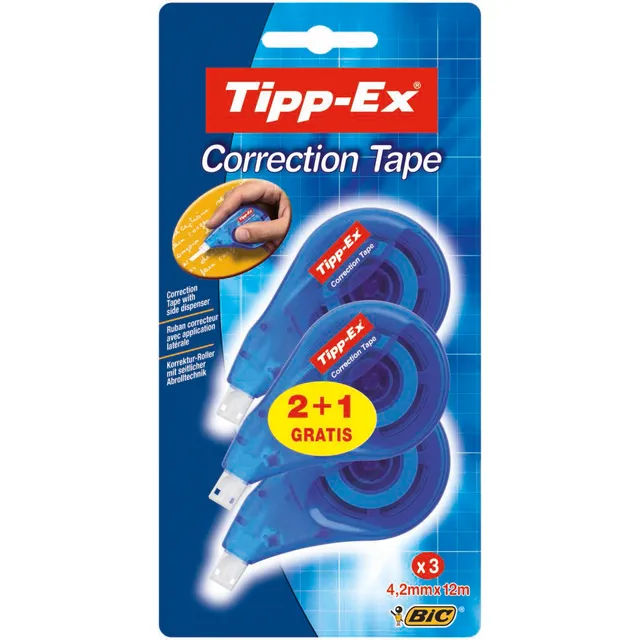Tipp-ex Correctieroller Tipp-ex zijwaarts 4.2mmx12m blister 2+1 gratis