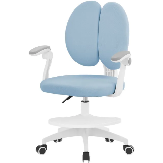 ml-design ECD Germany Bureaustoel voor kinderen, ergonomische kinderstoel serie, blauw 360 graden draaibare zitting hoogteverstelbaar 95-107 cm met rugleuning armleuningen en voetensteun ademende stoffering met verstelbare zitdiepte comfortabel voor schoolwerk