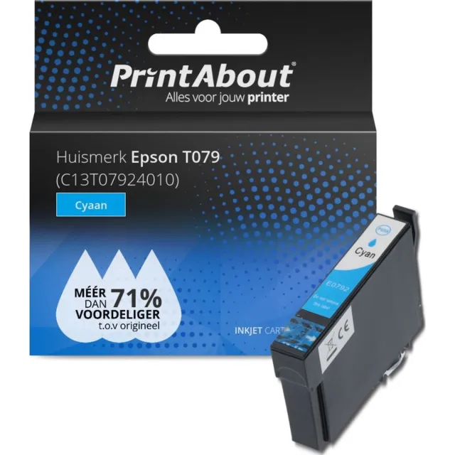 PrintAbout huismerk Inktcartridge T079 (C13T07924010) Cyaan geschikt voor Epson