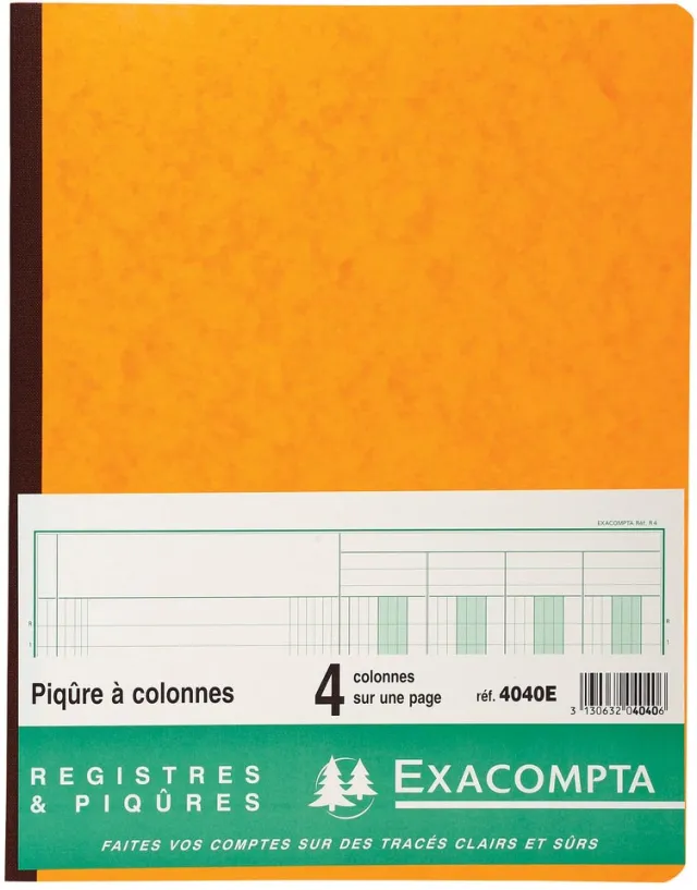 Exacompta registers, ft 32 x 25 cm, 4 kolommen op 1 bladzijde, 31 lijnen, 80 bladzijden groen