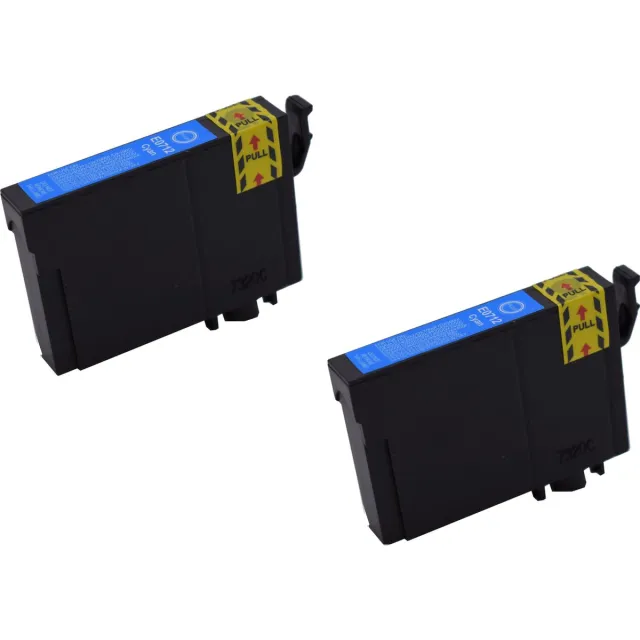 KATRIZ huismerk inkt voor|Epson T0712/T0892|12ml | ( 2stuks) - Met chip Cyaan