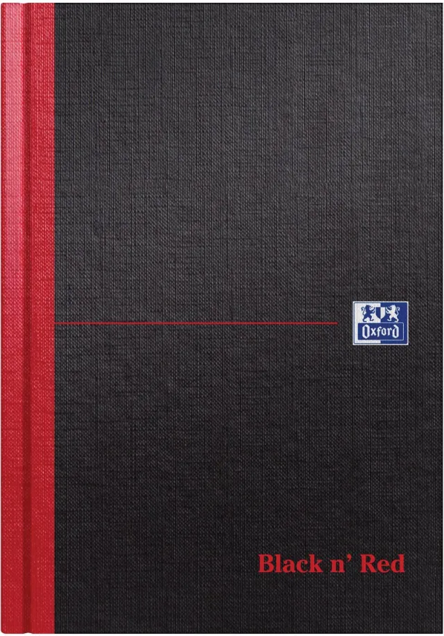 Oxford Black n' Red notitieboek, ft A5, gelijnd, 192 bladzijden rood