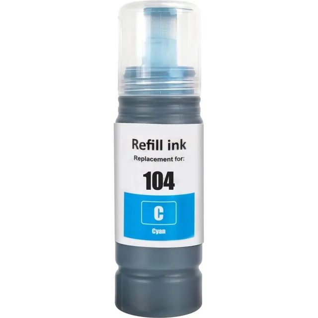 InktDL Huismerk geschikt voor Epson 104 Cyaan Inkt - Geschikt voor EcoTank ET-1810 - ET-2721 - ET-2814 - ET-2820 - ET-2825