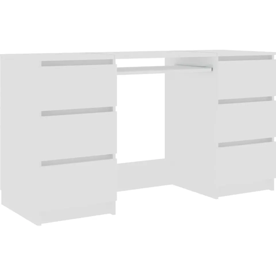 vidaXL Schrijftafel 140x50x77 cm bewerkt hout wit, foto 3