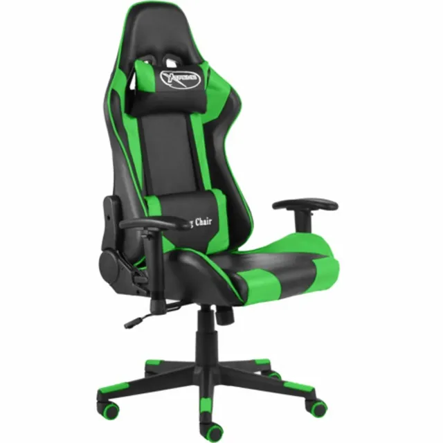 vidaXL Gamestoel - draaibaar - PVC - groen groen en zwart