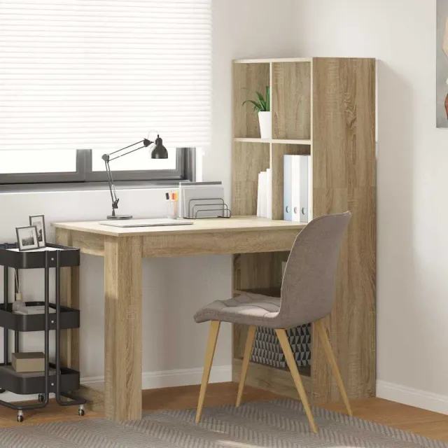 vidaXL Bureau Sonoma Eiken 122 x 67 x 145 cm Bewerkt hout, foto 2