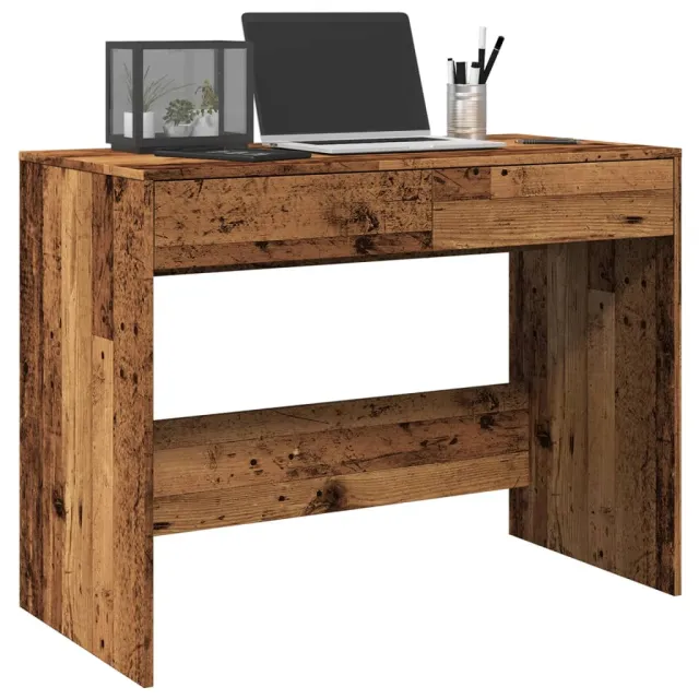 vidaXL Bureau 101x50x76,5 cm bewerkt hout oud houtkleurig Bruin