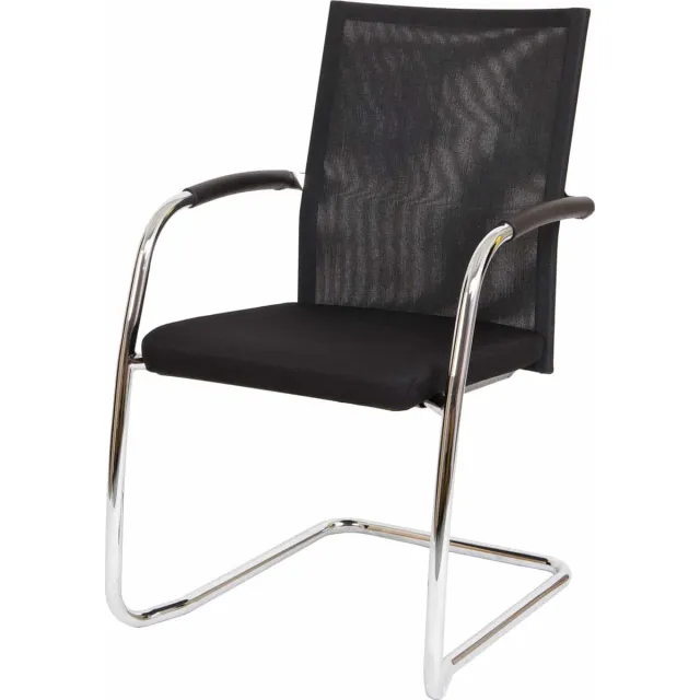 ABC Kantoormeubelen Vergaderstoel F260 slede frame met zwarte rug mesh en grijze zitting Grijs
