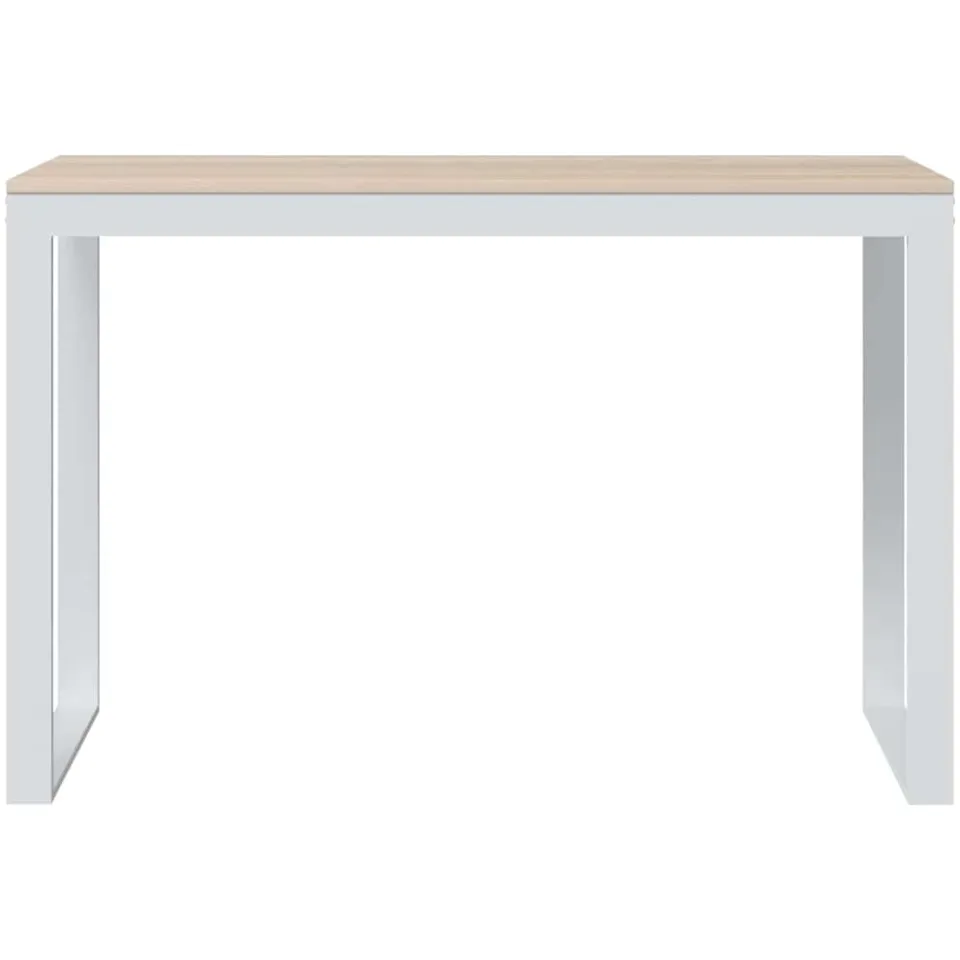 vidaXL Computerbureau 110x60x73 cm spaanplaat wit en eikenkleurig