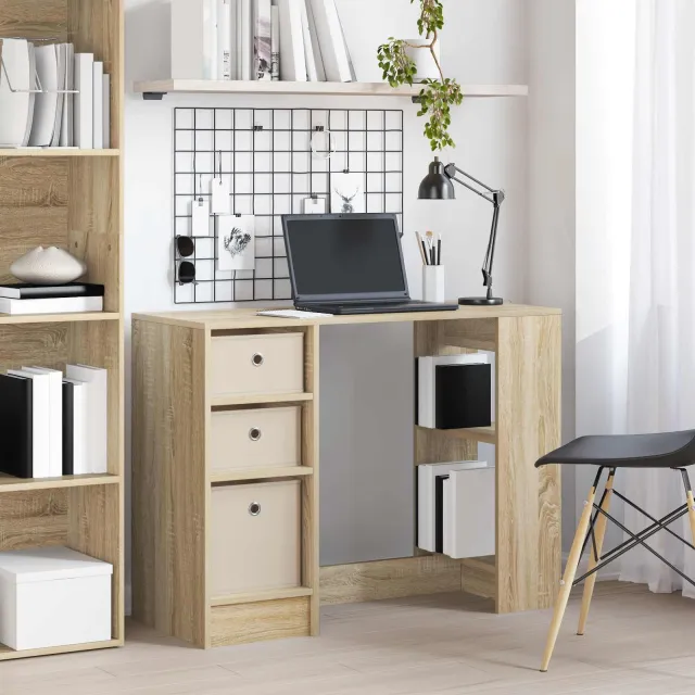 vidaXL Bureau Sonoma Eiken 100 x 40 x 75 cm Bewerkt hout, foto 2