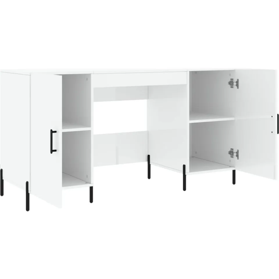 vidaXL Bureau 140x50x75 cm bewerkt hout hoogglans wit