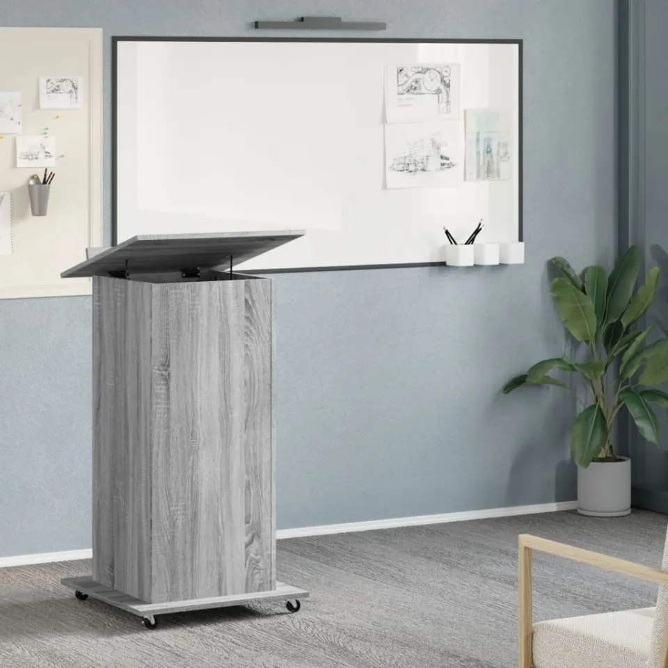 vidaXL Lessenaar met wielen en lade 55x55x107 cm hout grijs sonoma, foto 3