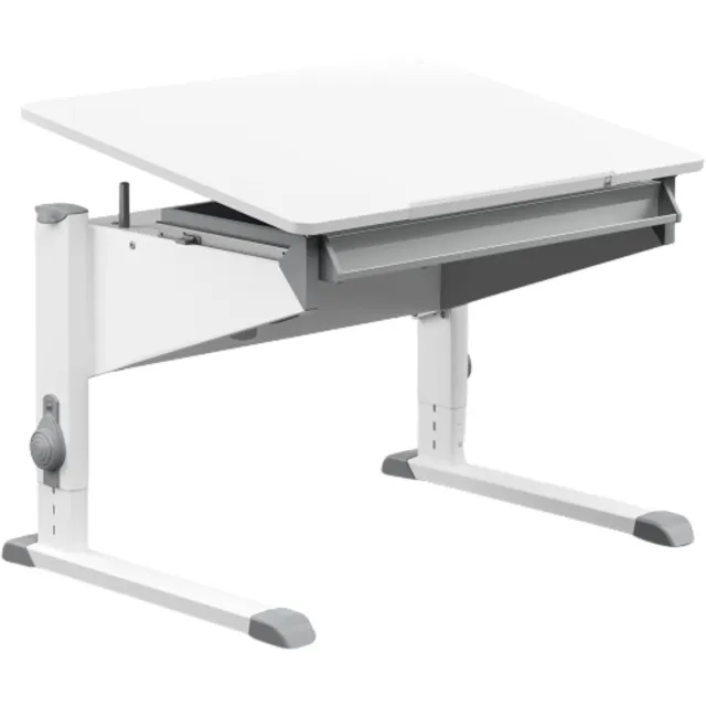 Moll World Moll Bandit Compact Kinderbureau - In hoogte verstelbaar - Kantelbaar blad - Ergonomisch en meegroeiend bureau - Voor schoolkinderen - Wit