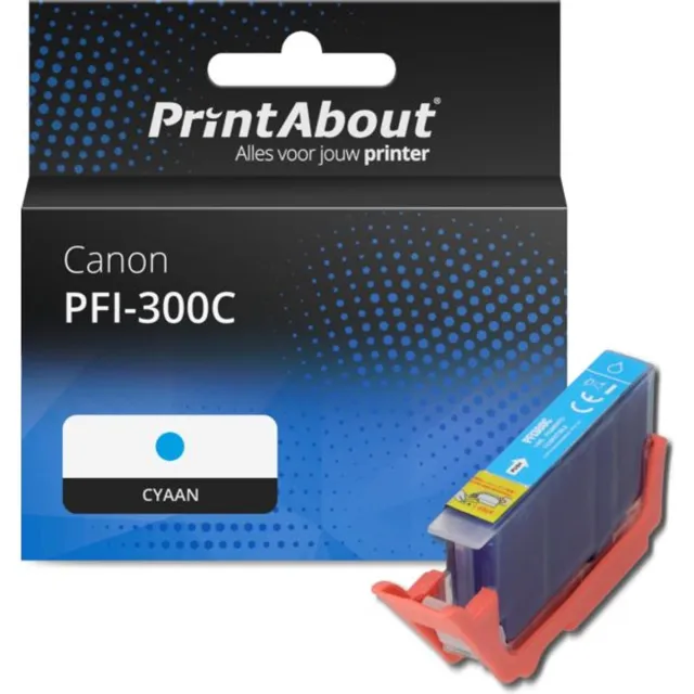 PrintAbout huismerk Inktcartridge PFI-300C Cyaan geschikt voor Canon
