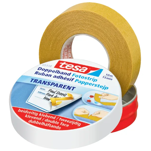 Tesa Dubbelzijdig knutseltape tesa® 10mx15mm beige in bewaarblik