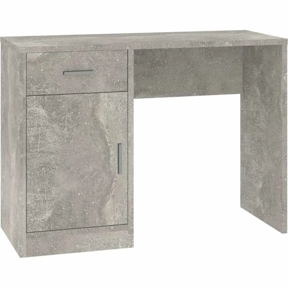 vidaXL Bureau met kast en lade 100x40x73 cm bewerkt hout betongrijs