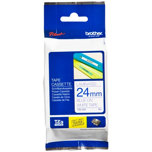 Brother Labeltape Brother P-touch TZe-253 standaard 24mm blauw op wit
