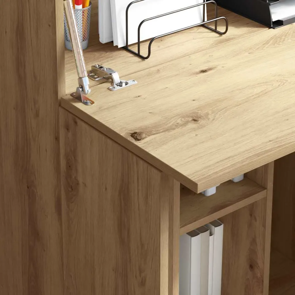 vidaXL Bureau Artisan Eiken 71,5 x 31,5 x 106,5 cm Bewerkt hout, foto 4