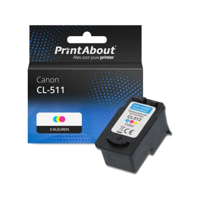 PrintAbout huismerk Inktcartridge CL-511 3-kleuren Geschikt voor Canon