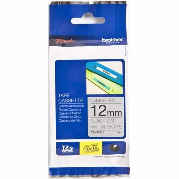 Brother TZe-M931 Tape Zwart op metallic (12 mm)