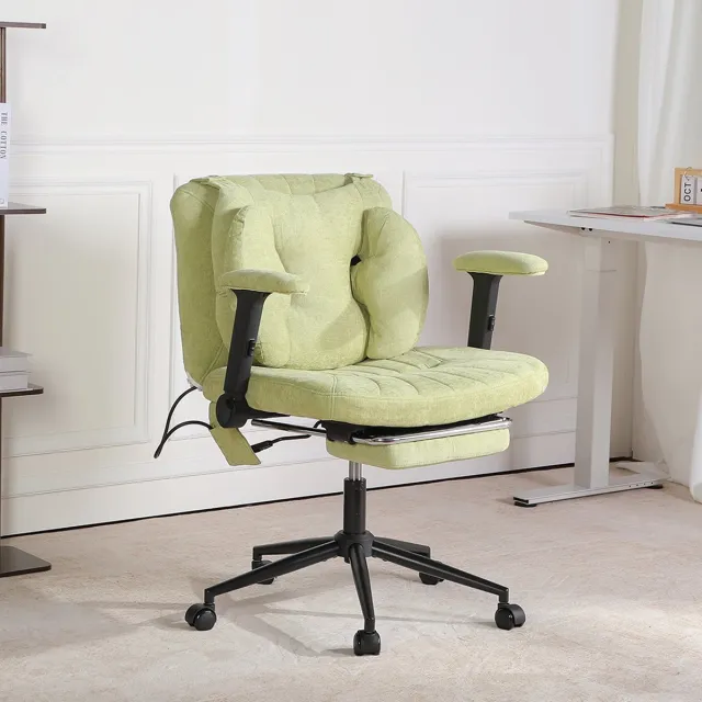 Vankel Ergonomische Bureaustoel - Fauteuilstoel - Brede Verdikte Zitting met Voetsteun - Verstelbare Opblaasbare Lendensteun - In Hoogte Verstelbare Armleuningen - Verstelbare Rugleuning - 360° Draaibaar met Stille Wielen - Stoel voor Studeerkamer-Groen