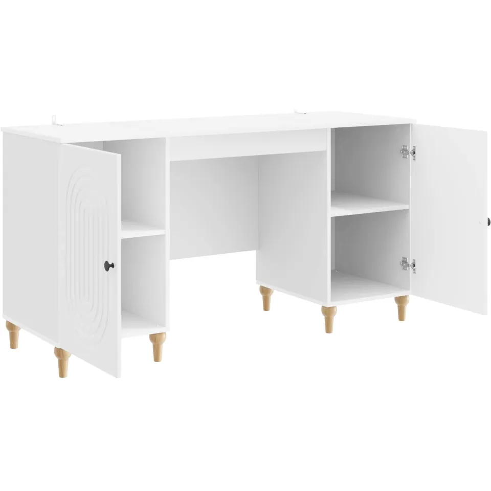 vidaXL Bureau Hoogglans wit 142,5 x 50 x 75 cm Bewerkt hout, foto 4