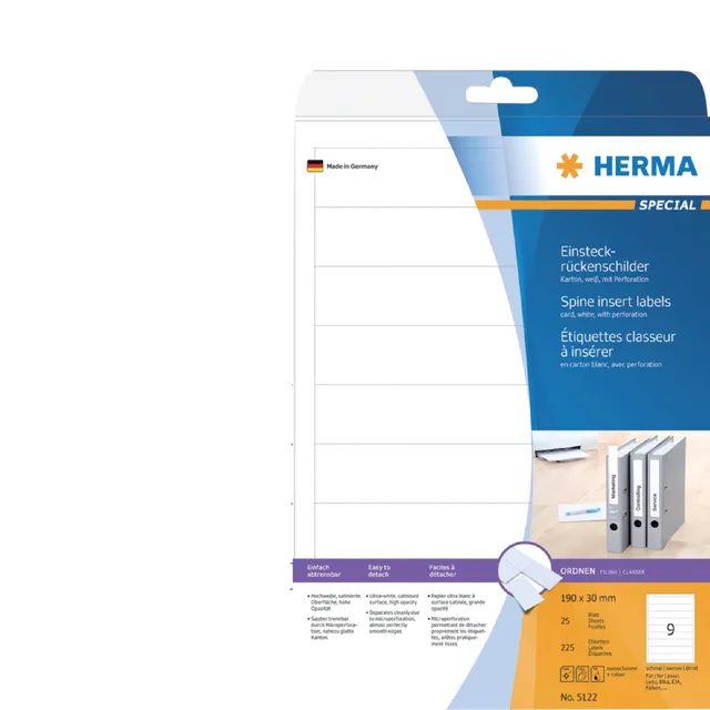 Herma Rug-insteekkaart HERMA 5122 smal 30x190mm wit 25 vel