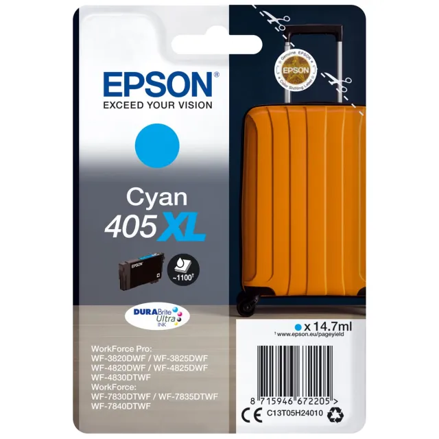 Epson inktcartridge 405XL, 1.100 pagina's, OEM C13T05H24010, cyaan