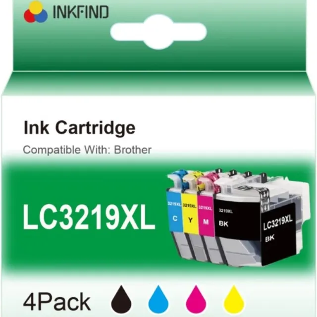 INKFIND LC3219XL inktcartridge voor BrotherLC3219 Brother LC3219 LC-3219 Brother LC-3217 Brother3217 Brother 3219 multipack van 4 stuks (1 x zwart, 1 x cyaan, 1 x magenta, 1 x geel) Brother MFC-J5330 DW J5730DW J5930DW J6530DW J6535DW J6930DW J6935DW Zwart x 1, Cyaan x 1, Magenta x 1, Geel x 1