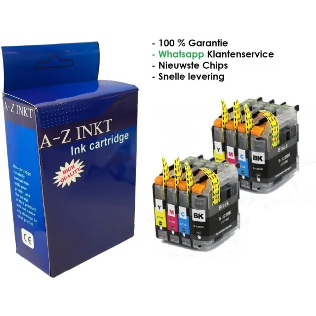 AtotZinkt LC123XL Multipack 8 Stuks 2 x BK/C/M/Y AtotZinkt Huismerk Cartridges LC 123 XL geschikt voor Brother DCP-J132W, DCP-J172W, DCP-J152W, DCP-J552DW, DCP-J752DW, DCP-J4110DW, MFC-J4410DW, MFC-J4510DW, MFC-J4610DW, MFC-J470DW, MFC-J4710DW, MFC-J650DW
