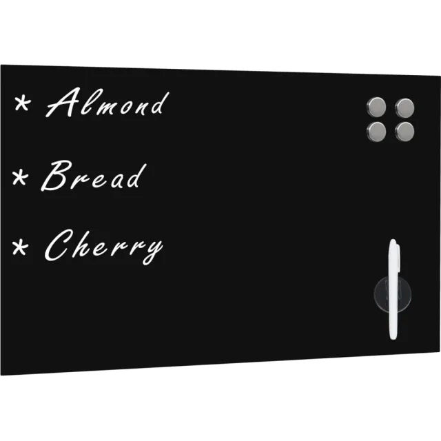 vidaXL Schoolbord voor aan de wand magnetisch 60x40 cm glas Zwart