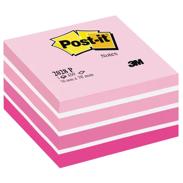 Post-It Notes kubus, 450 vel, t 76 x 76 mm, roze rood
